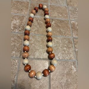 Natural Wooden Bead Necklace -  23in